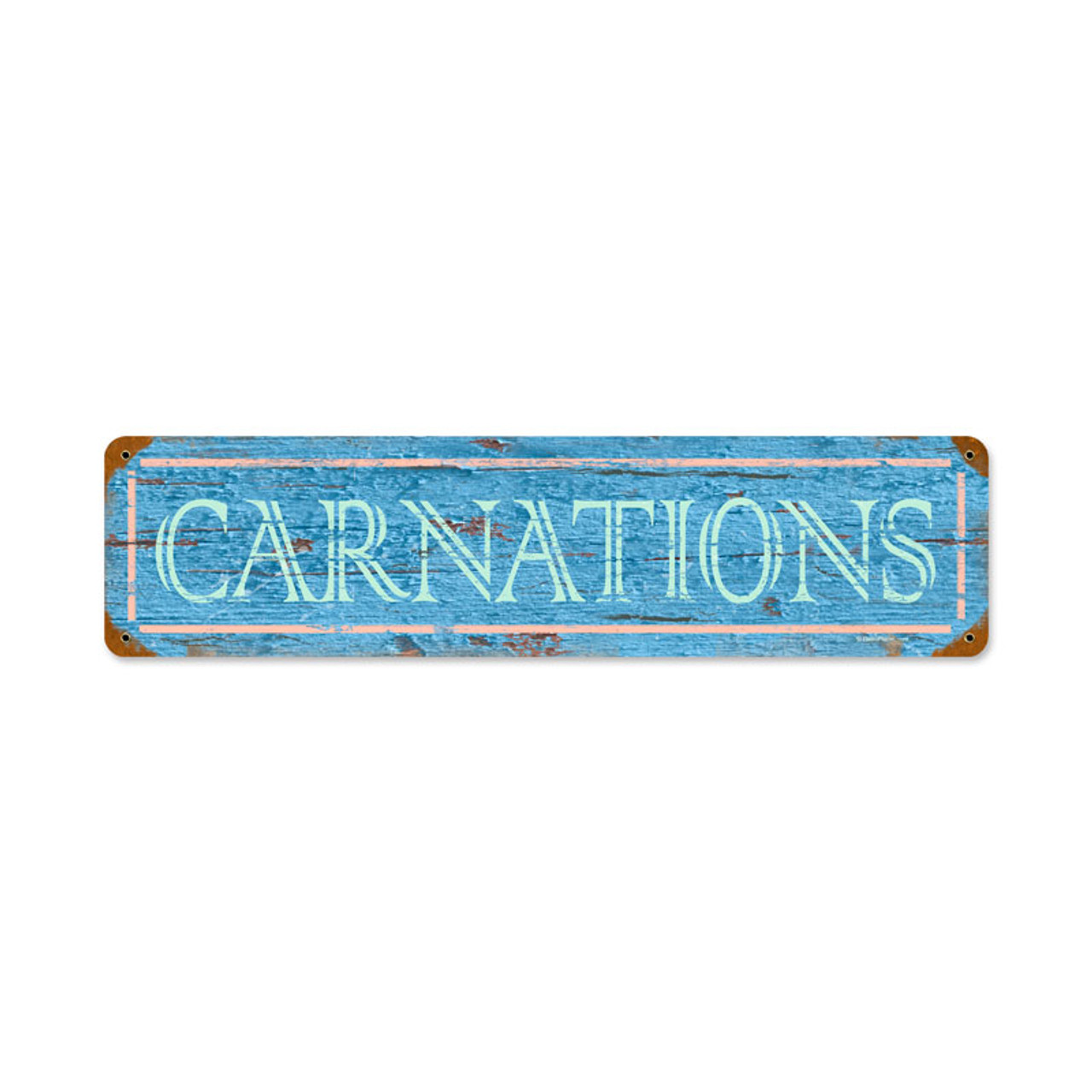 Blue Carnations Vintage Metal Sign 20 x 5 Inches