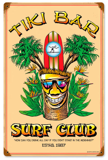 Tiki Bar Vintage Metal Sign 12 x 18 Inches