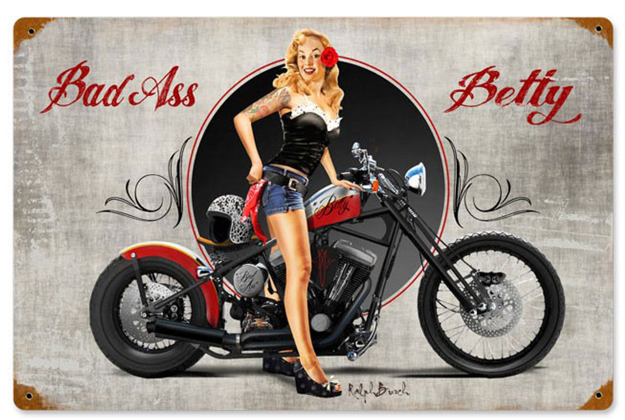 Bad Ass Betty Vintage Metal Sign 18 x 12 Inches