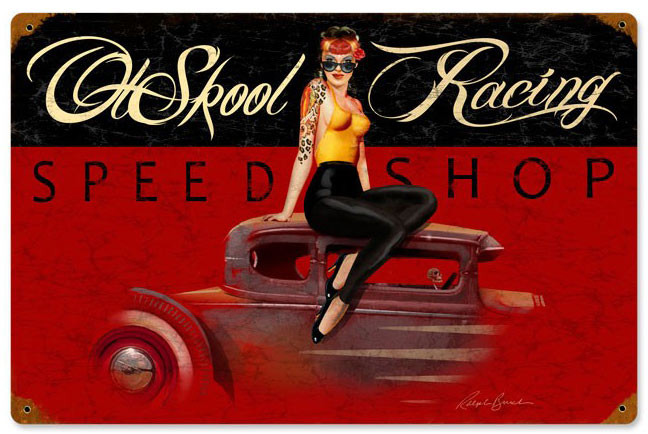 Ol Skool Speed Shop Vintage Metal Sign 18 x 12 Inches