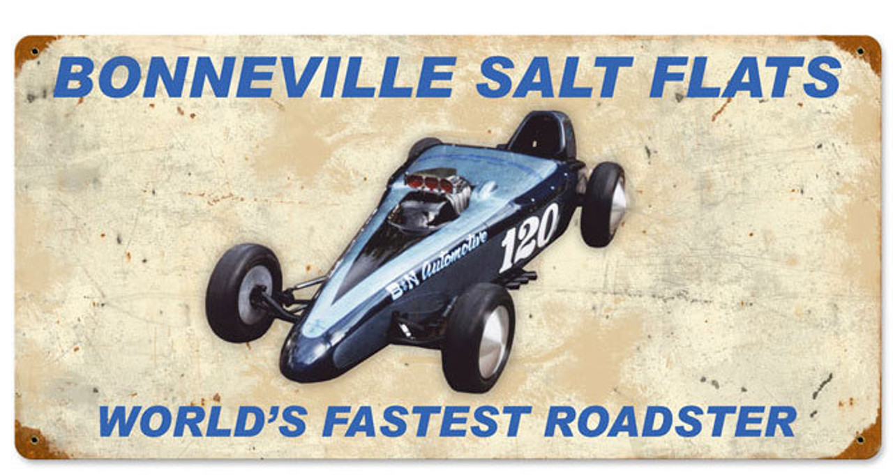 Bonneville Worlds Fastest Roadster Vintage Metal Sign 24 x 12 Inches
