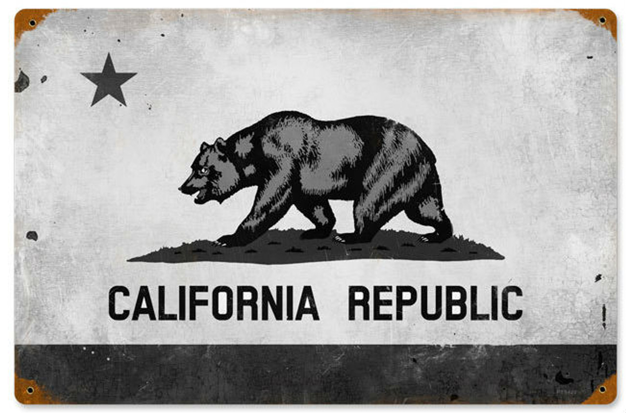California Flag Vintage Metal Sign 18 x 12 Inches
