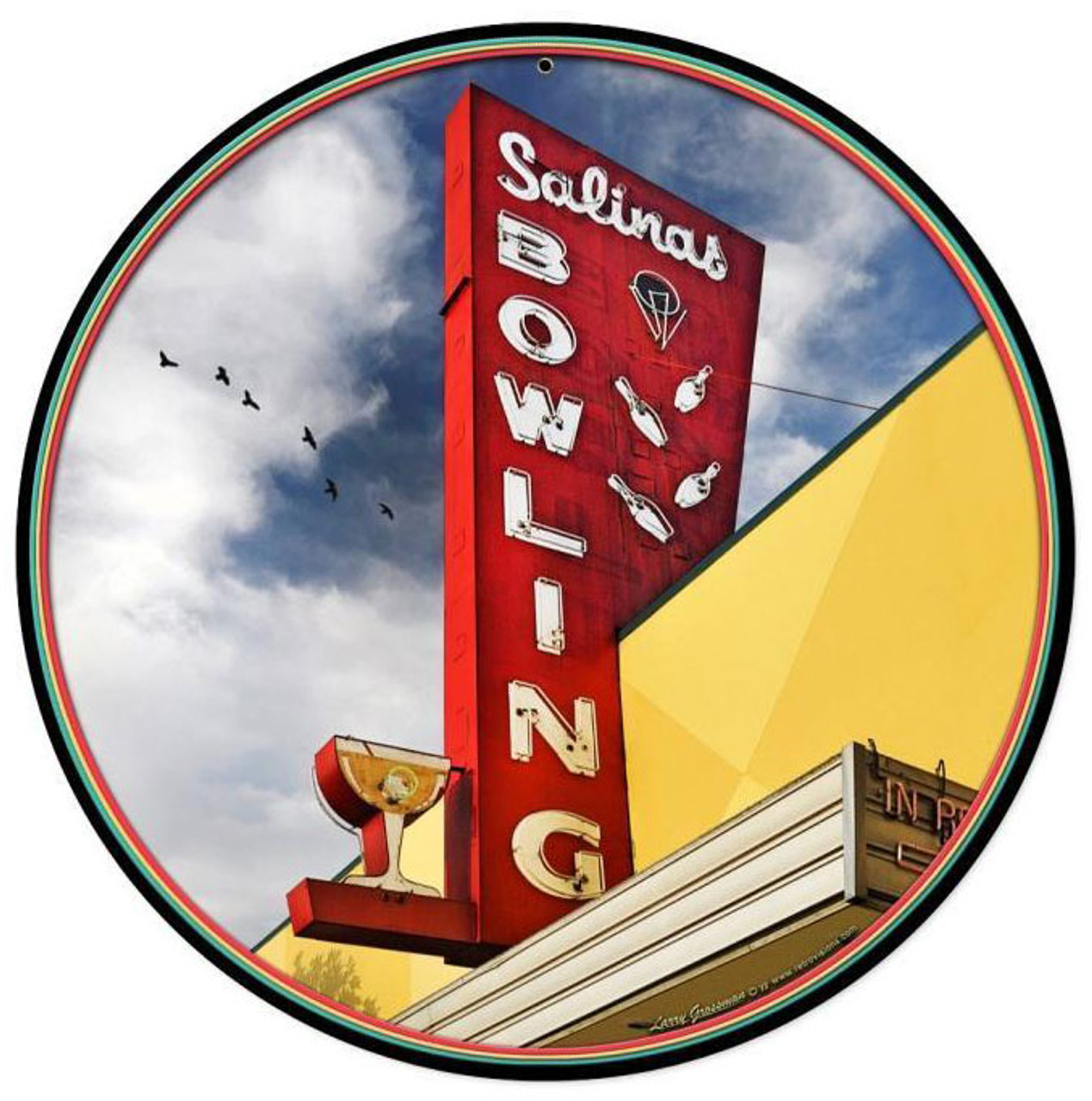 Salinas Bowl Round Metal Sign 14 x 14 Inches