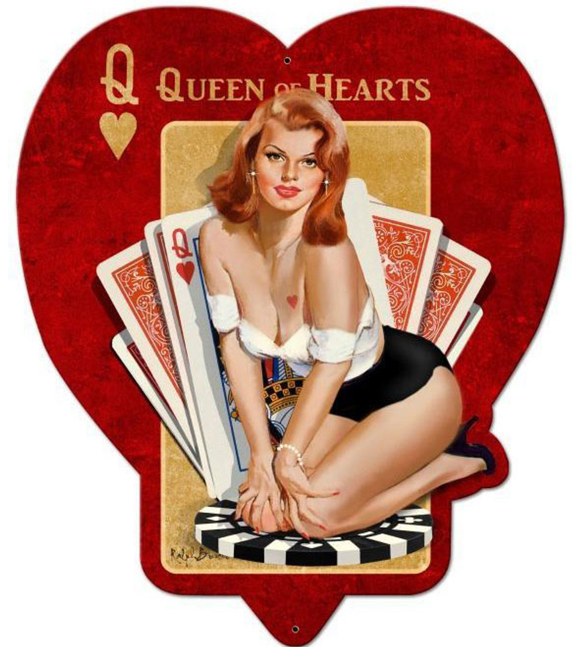 Queen of Hearts Custom Shape Metal Sign 19 x 24 Inches