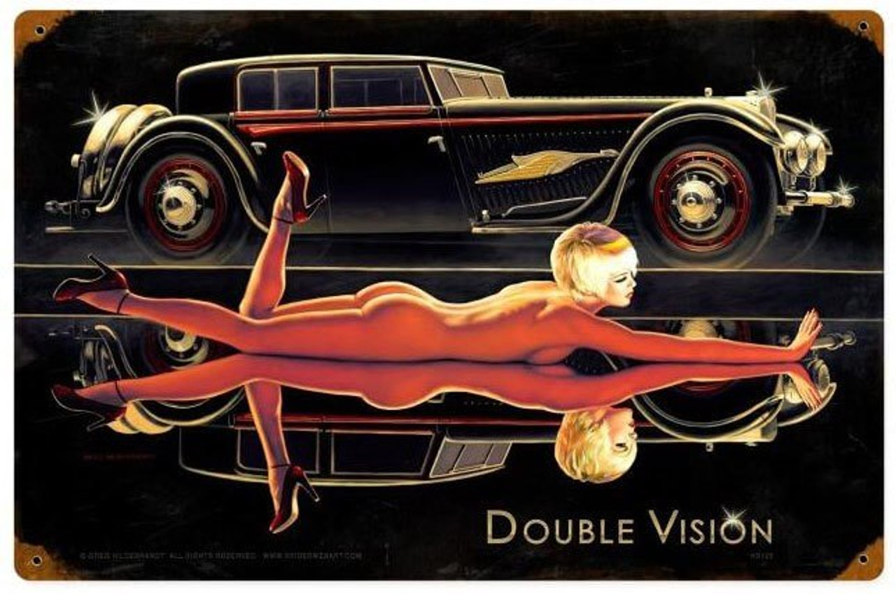 Double Vision Pin Up Girl Metal Sign 12 x 18 Inches