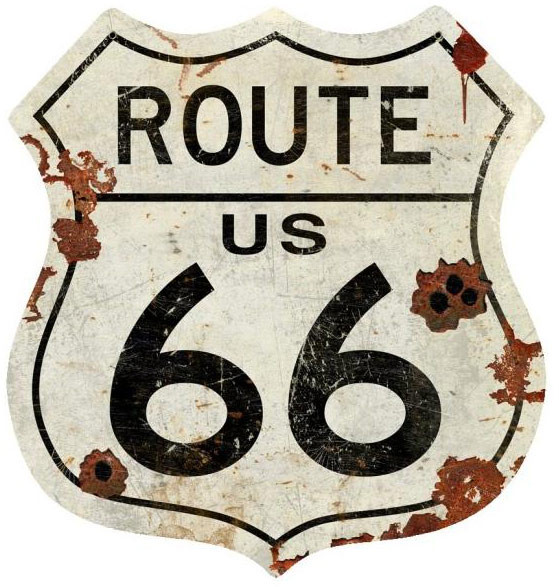 Metal Sign - Route US 66 40 x 42 Inches
