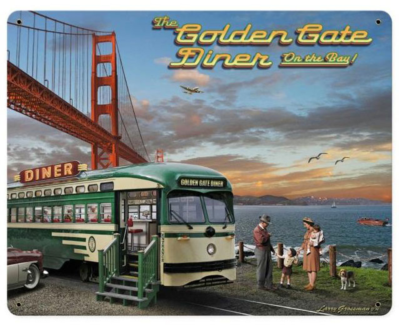 Golden Gate Bridge Diner    Metal Sign 12 x 15 Inches