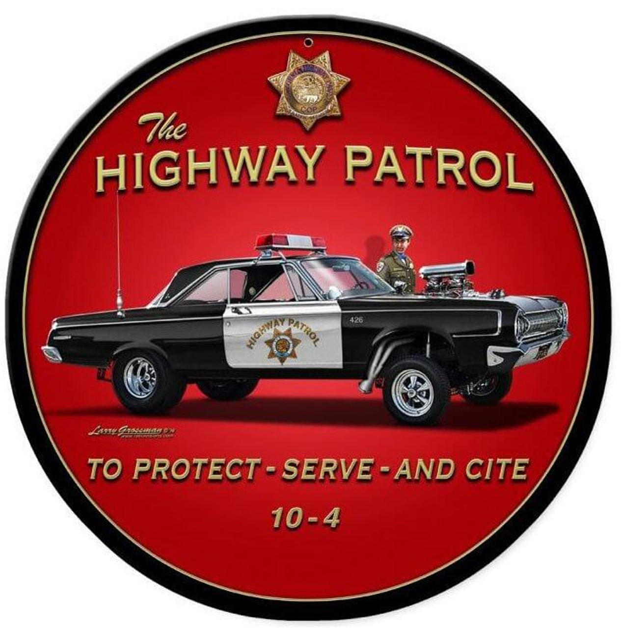 Highway Patrol Round Metal Sign 14 x 14 Inches