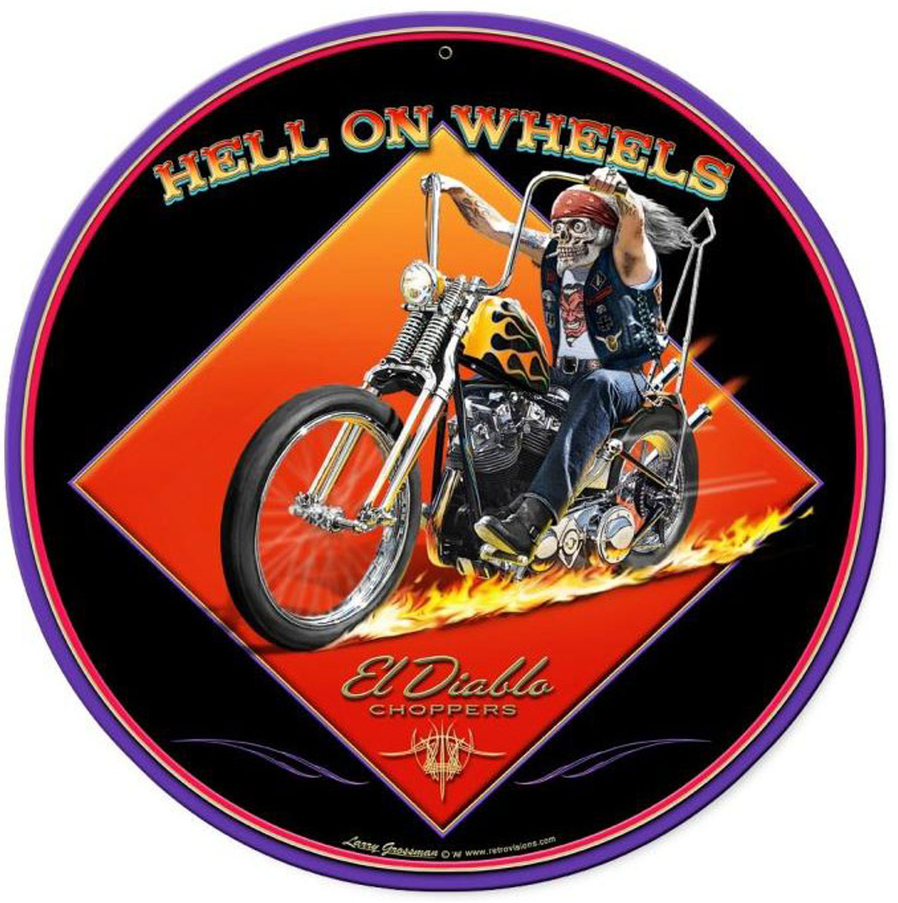 Hell On Wheels Round Metal Sign 14 x 14 Inches