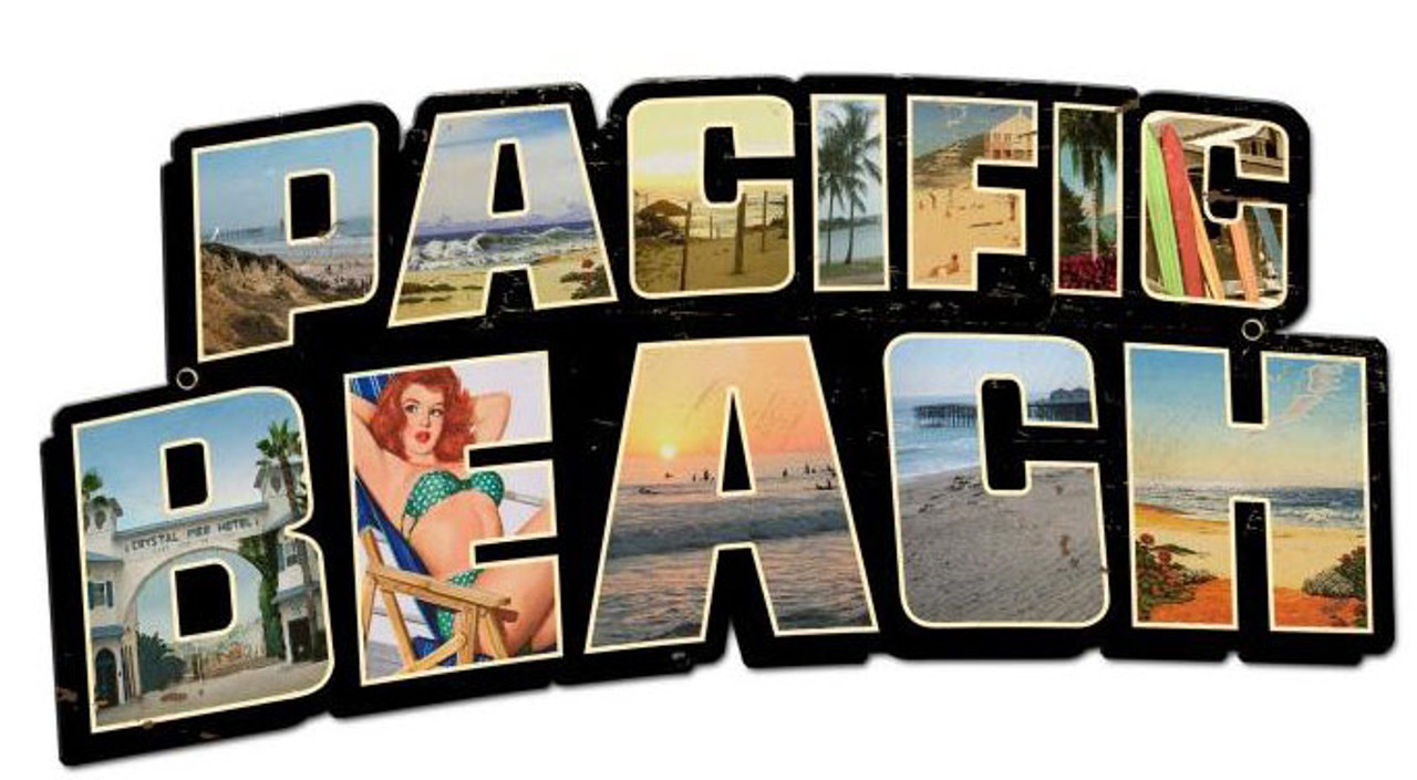 Pacific Beach Landmarks Custom Shape Metal Sign 28 x 15 Inches