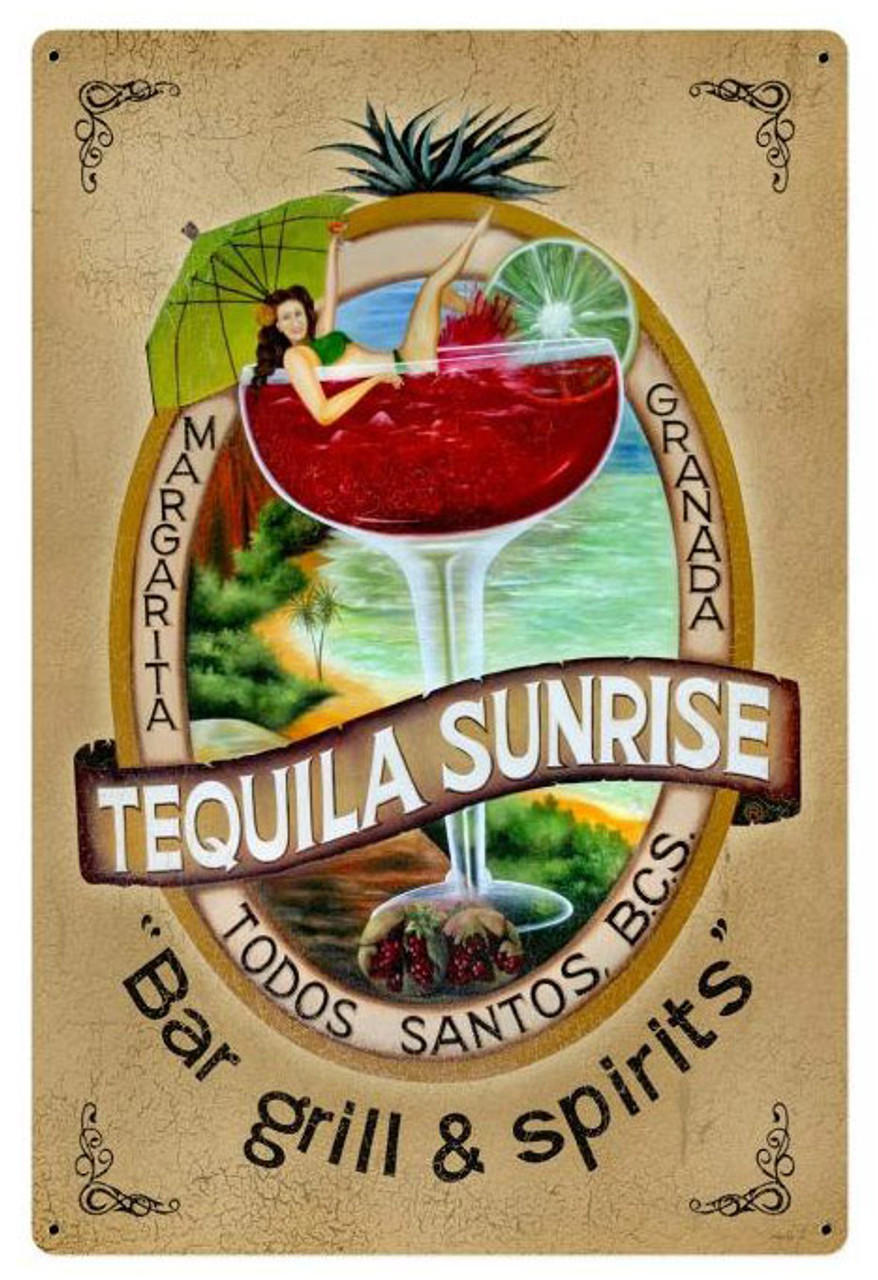 Tequila Bar & Spirits Metal Sign 24 x 36 Inches