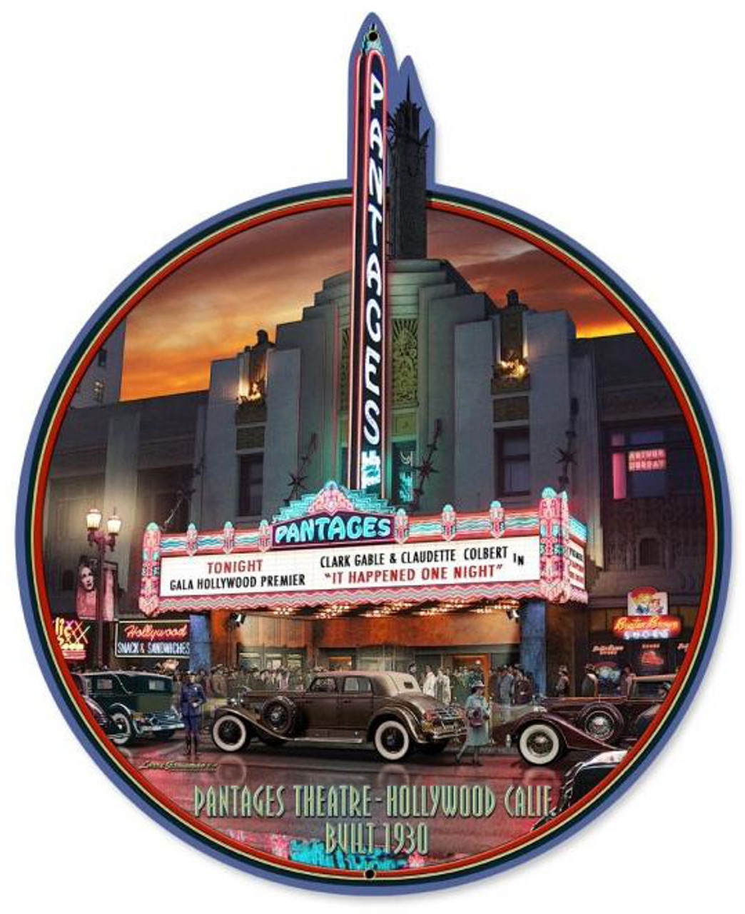 Pantages Theatre Custom Metal Shape Sign 22 x 27 Inches