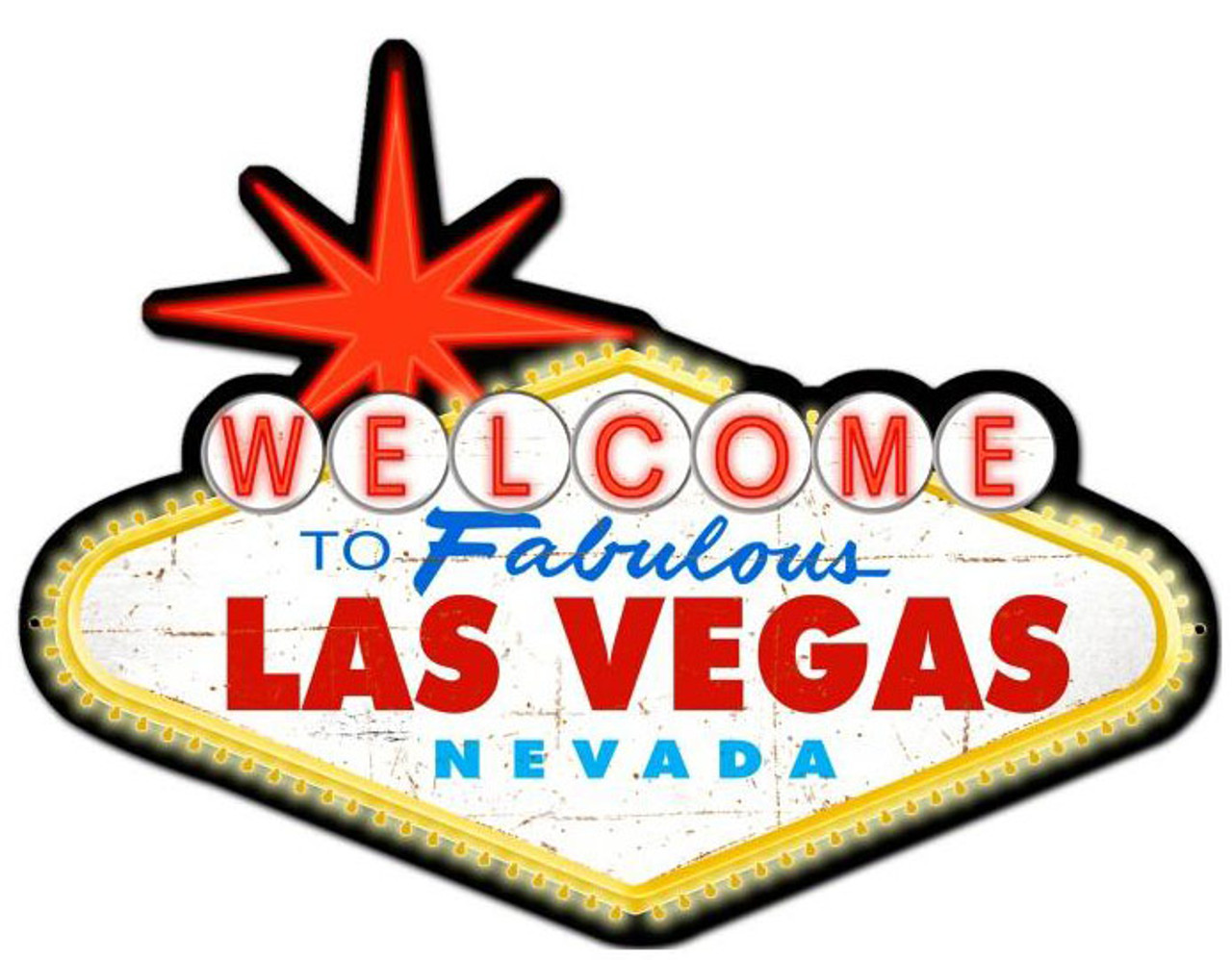 Welcome To Las Vegas Custom Metal Shape Sign 28 x 21 Inches