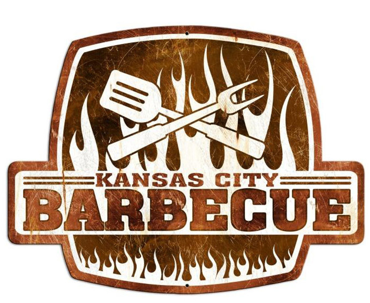 Kansas City Barbecue Custom Shape Metal Sign 25 x 19 Inches