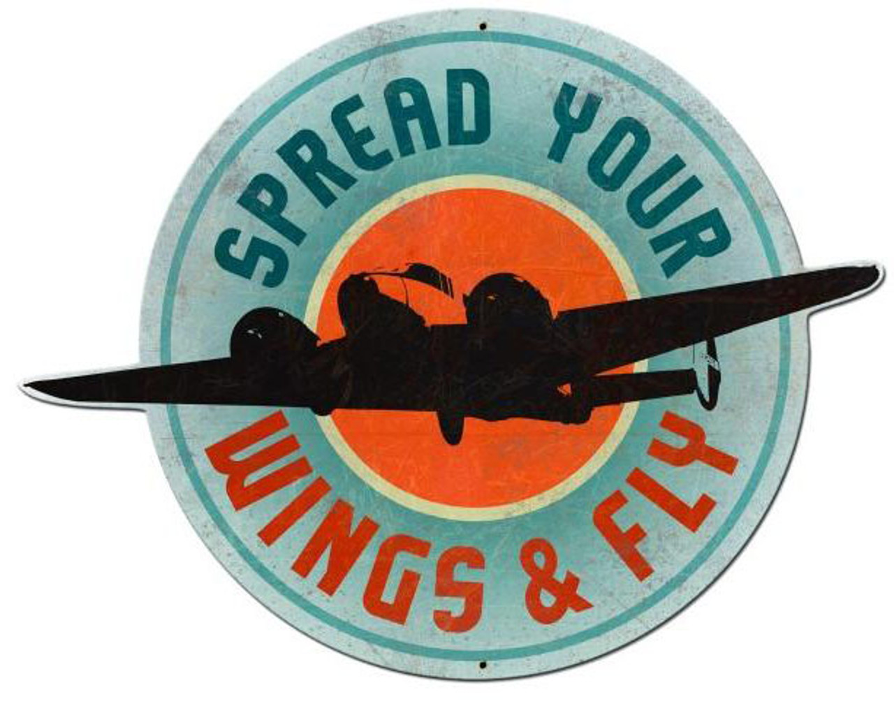 Retro Spread Your Wings Custom  Shape Metal Sign 23 x 18 Inches