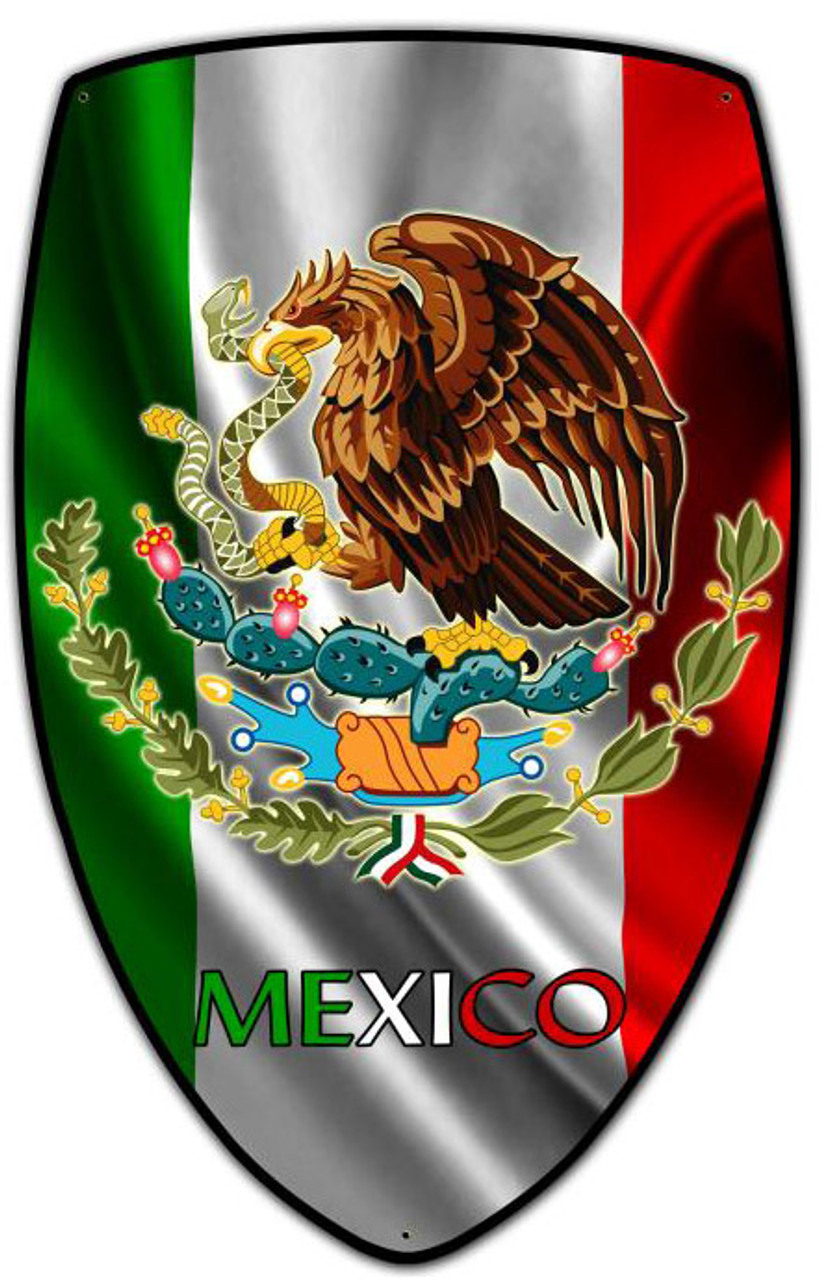 Mexico Shield Custom Shape Metal Sign 15 x 24 Inches