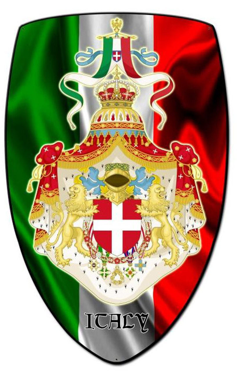 Italy Shield Custom Shape Metal Sign 21 x 32 Inches