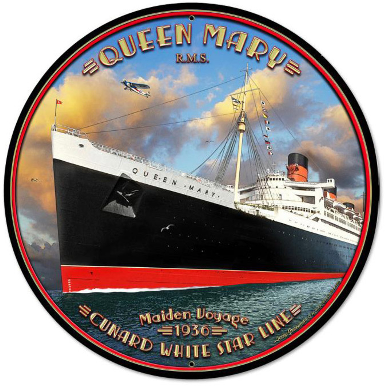 Queen Mary Round Metal Sign 28 x 28 Inches