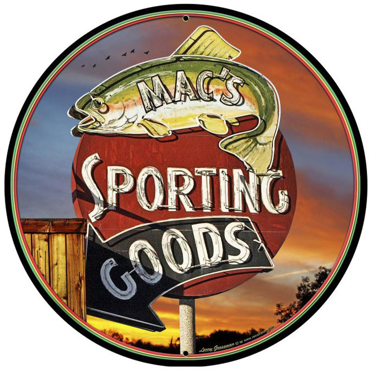 Sporting Goods Round Metal Sign 28 x 28 Inches