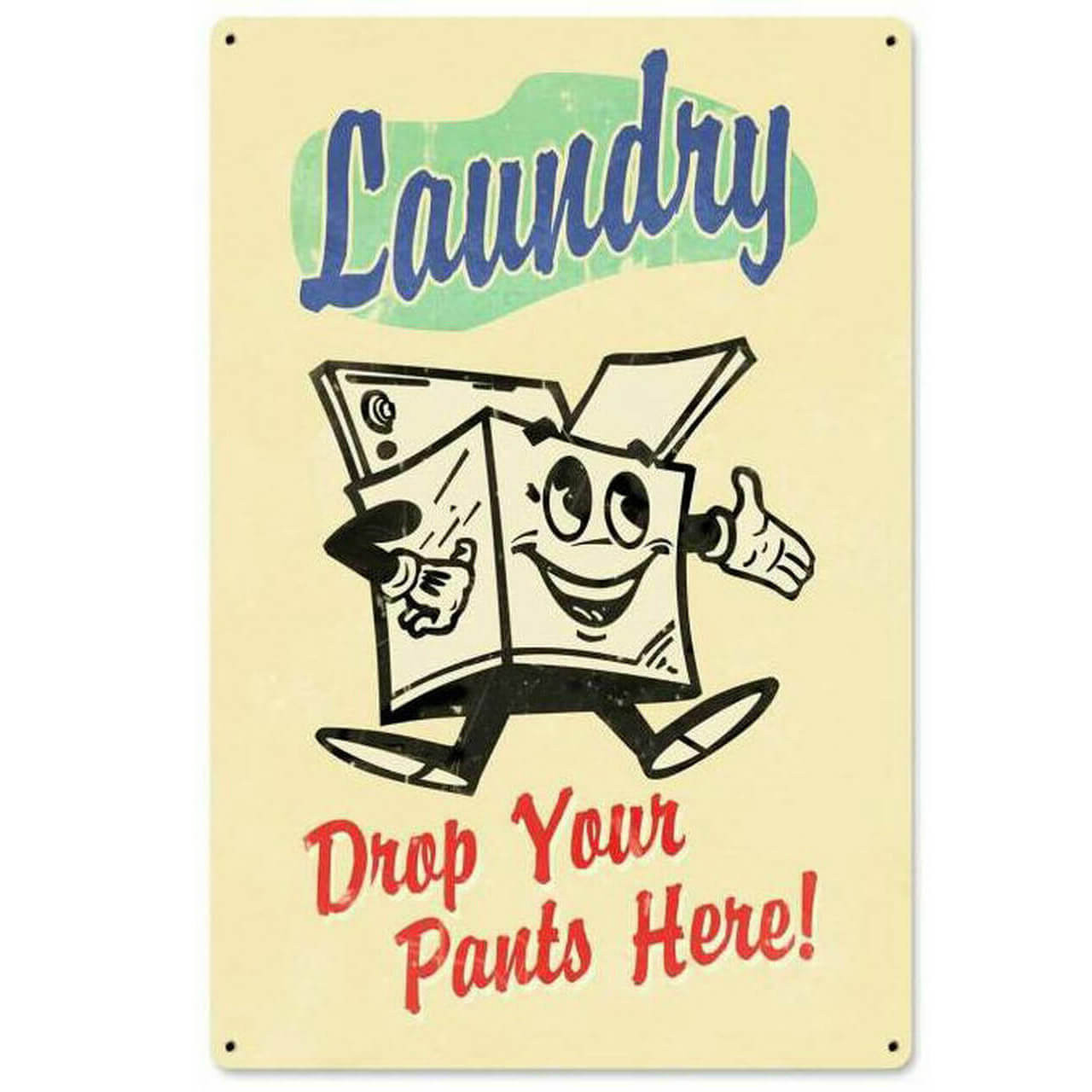 Laundry Drop Pants Retro Metal Sign 24x36 Vintage Laundry Room Wall Décor