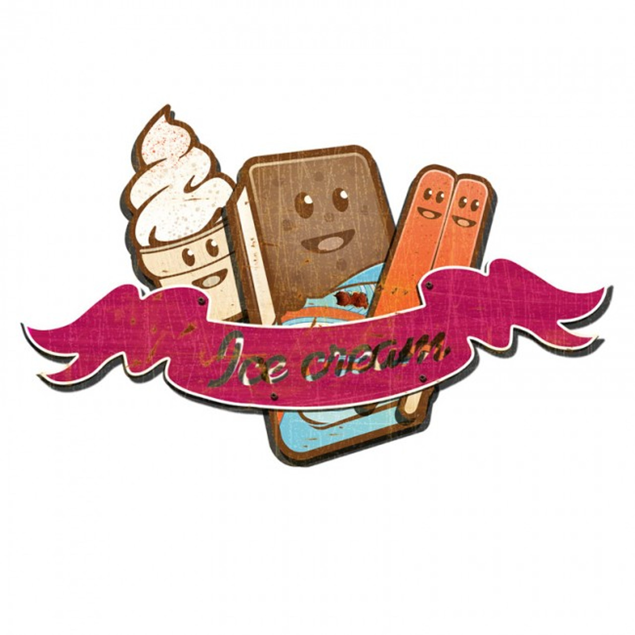 Retro Ice Cream 3D Layered Sign 24 x 16 Inches