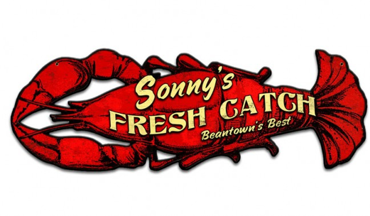 Fresh Lobster Metal Sign - Personalized 26 x 8 Inches