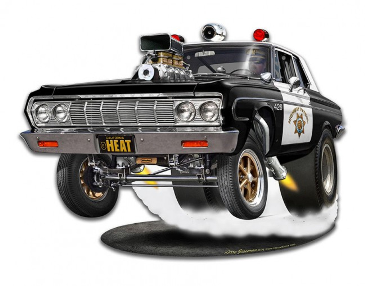 1964 Mo-power Cop Car Metal Sign 15 x 11 Inches