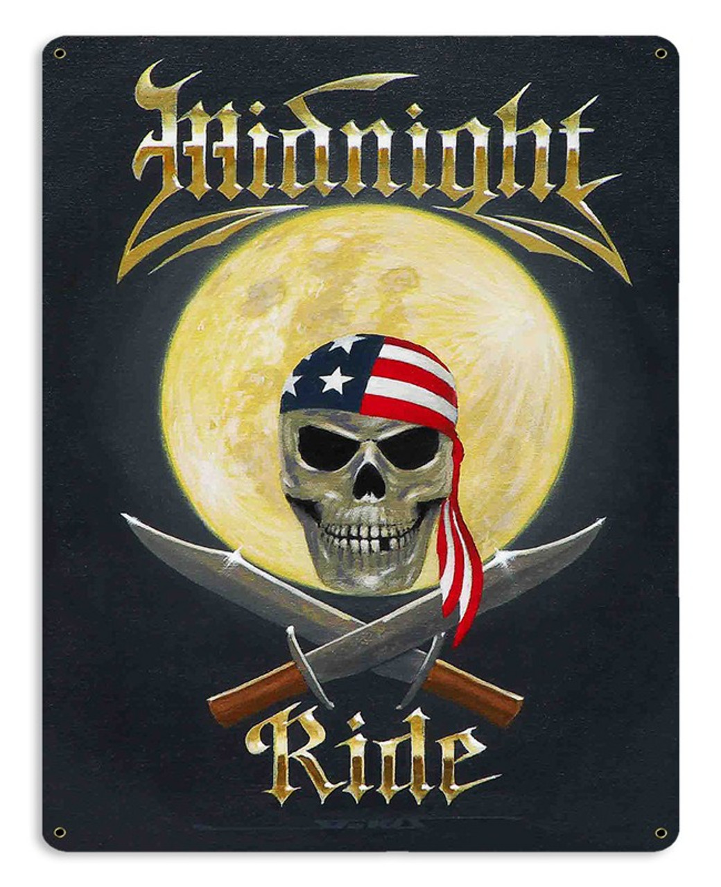 Midnite Ride Metal Sign 15 x 12 Inches