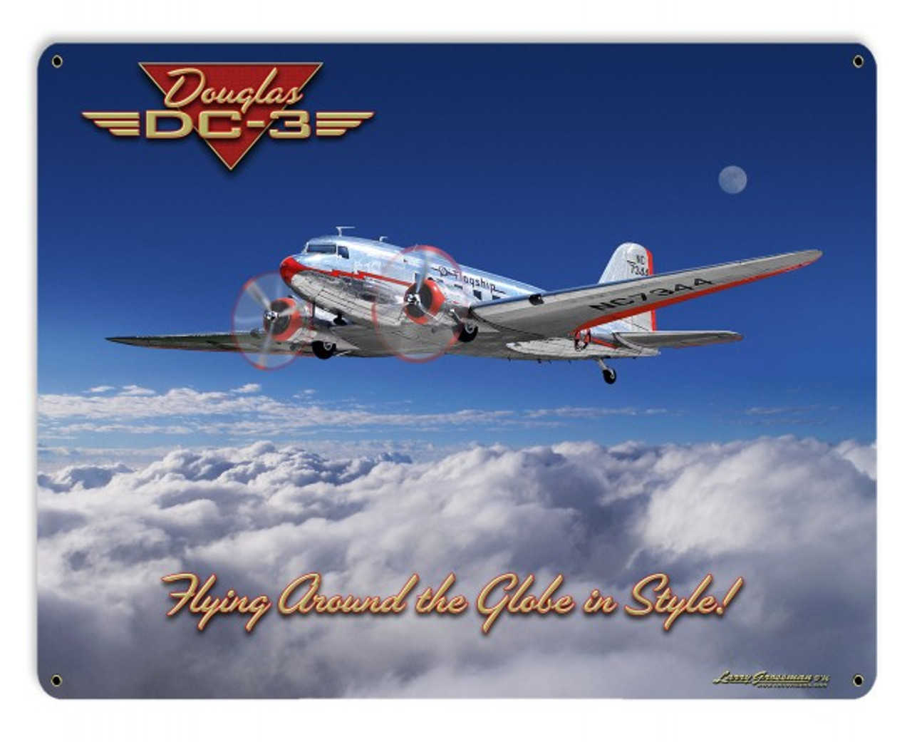 Dc-3 Airplane Metal Sign 30 x 24 Inches