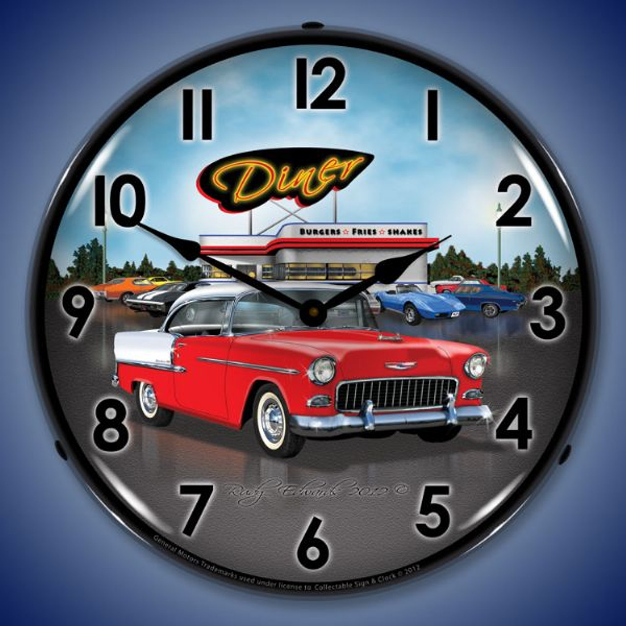1955 Bel Air Diner Lighted Wall Clock 14 x 14 Inches