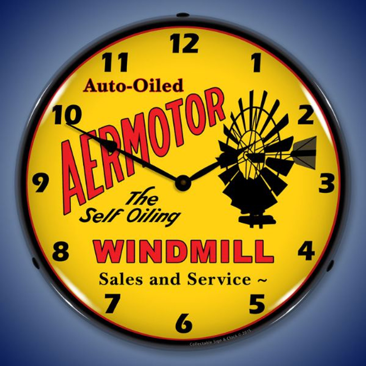 Aermotor Windmill Lighted Wall Clock 14 x 14 Inches