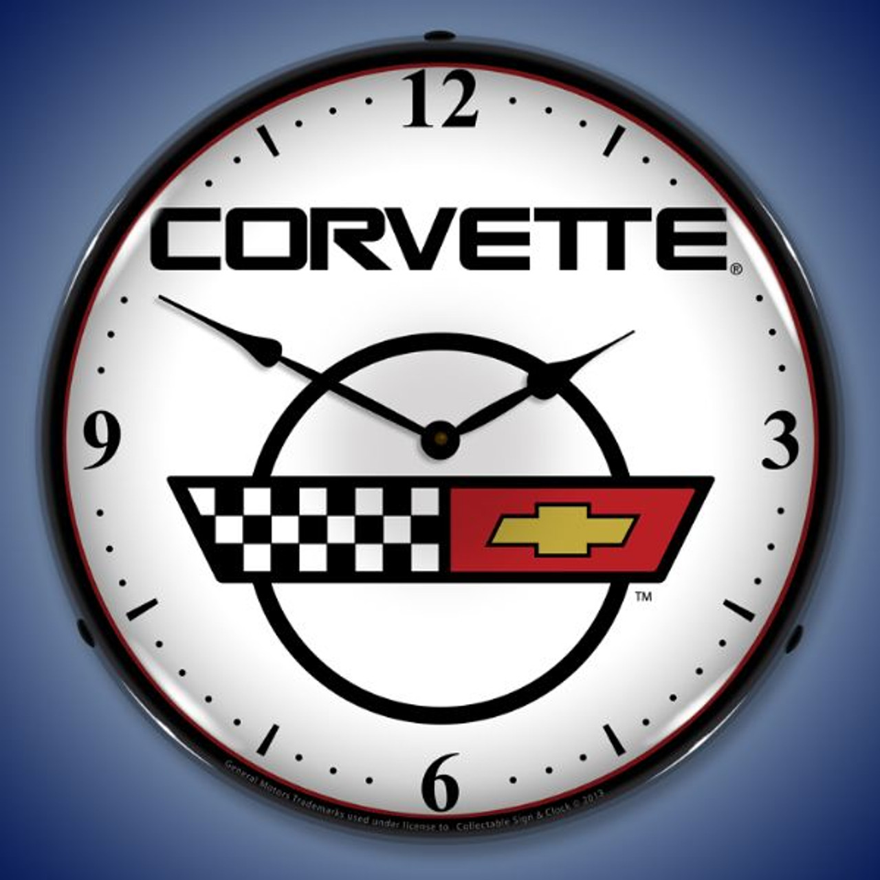 C4 Corvette 2 Lighted Wall Clock 14 x 14 Inches