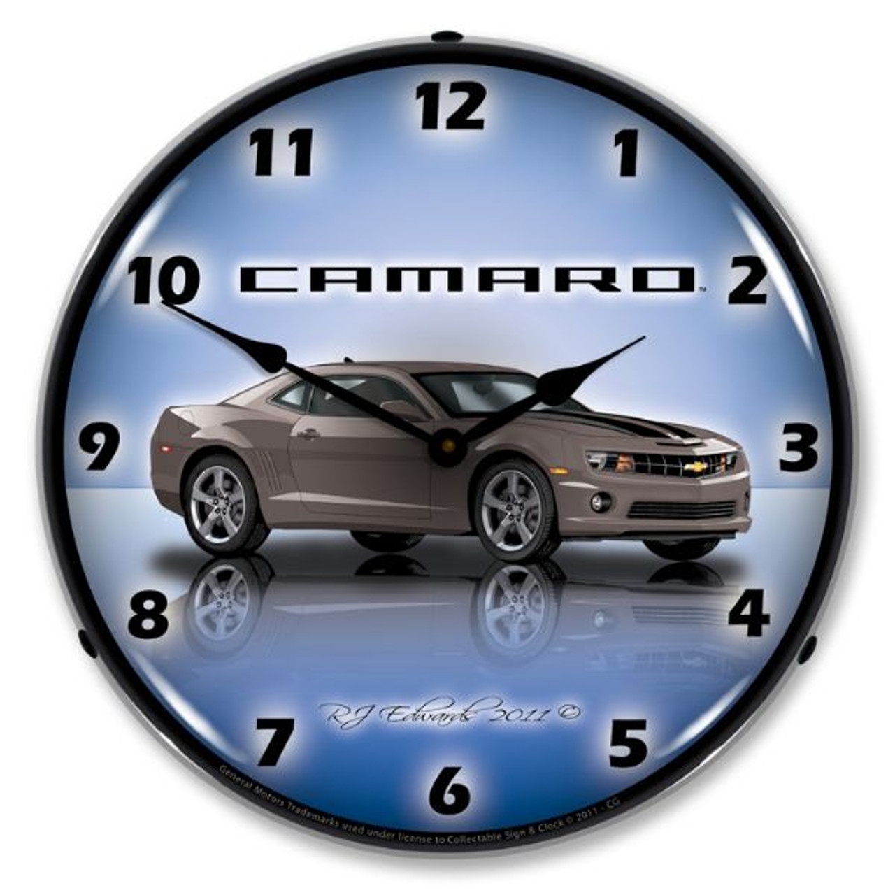 Camaro G5 Cyber Grey Lighted Wall Clock 14 x 14 Inches