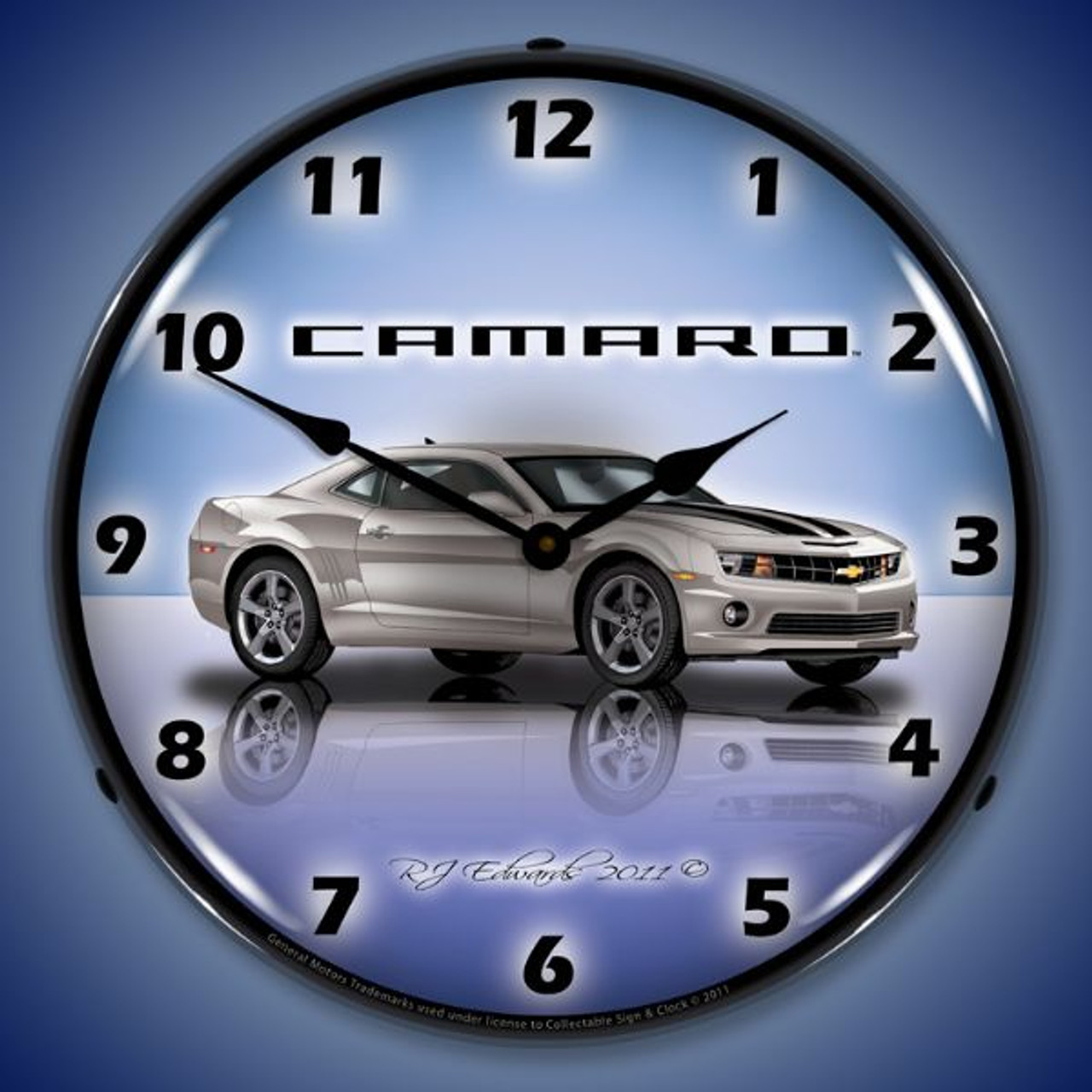 Camaro G5 Silver Ice Lighted Wall Clock 14 x 14 Inches