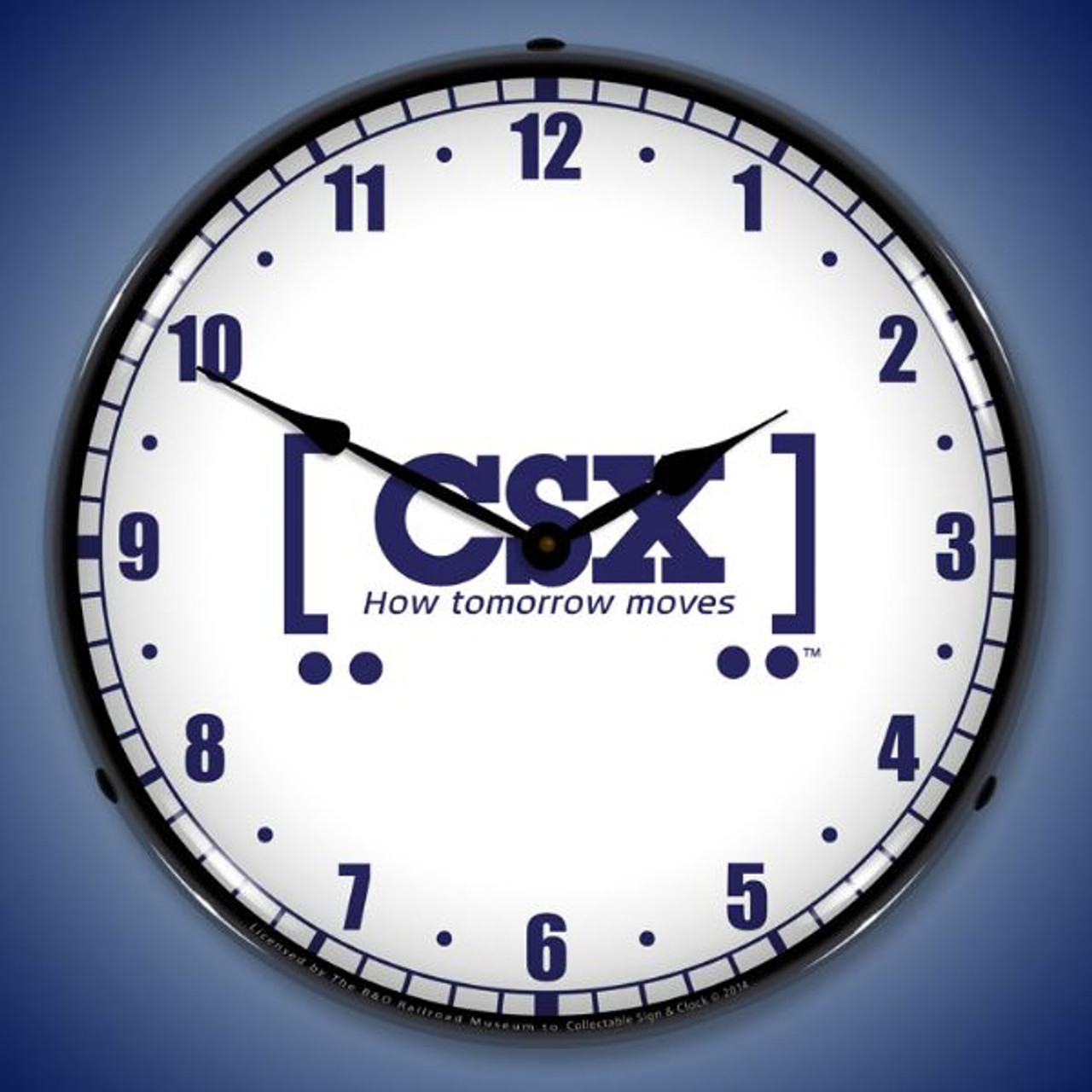 CSX Railroad How Tomorrow Moves Lighted Wall Clock 14 x 14 Inches