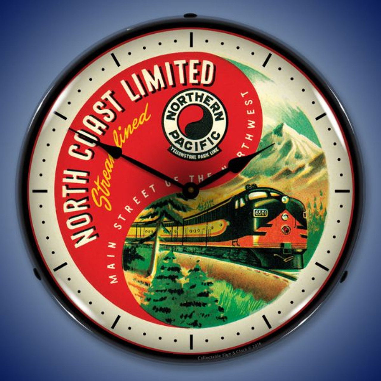 Northern Pacific Lighted Wall Clock 14 x 14 Inches