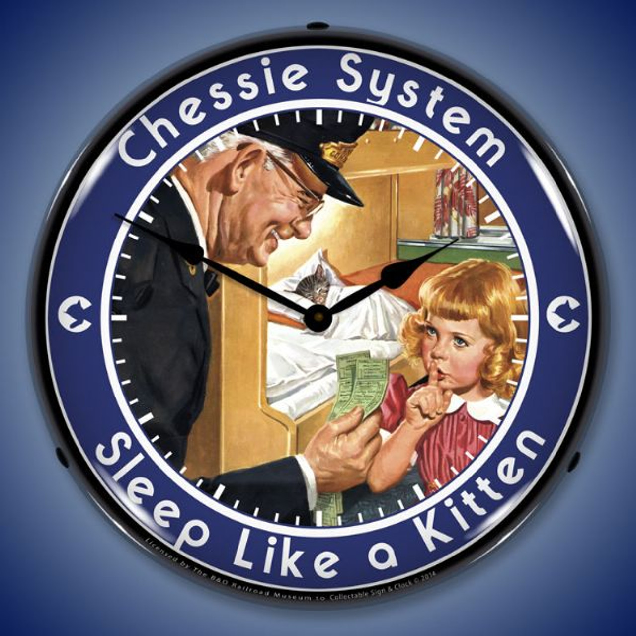 Chessie Sleep Like a Kitten Lighted Wall Clock 14 x 14 Inches