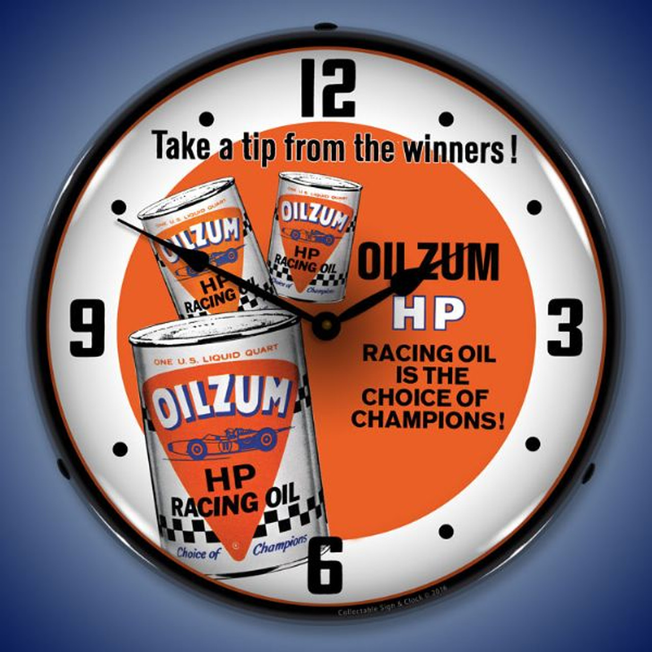 Oilzum HP Oil Lighted Wall Clock 14 x 14 Inches