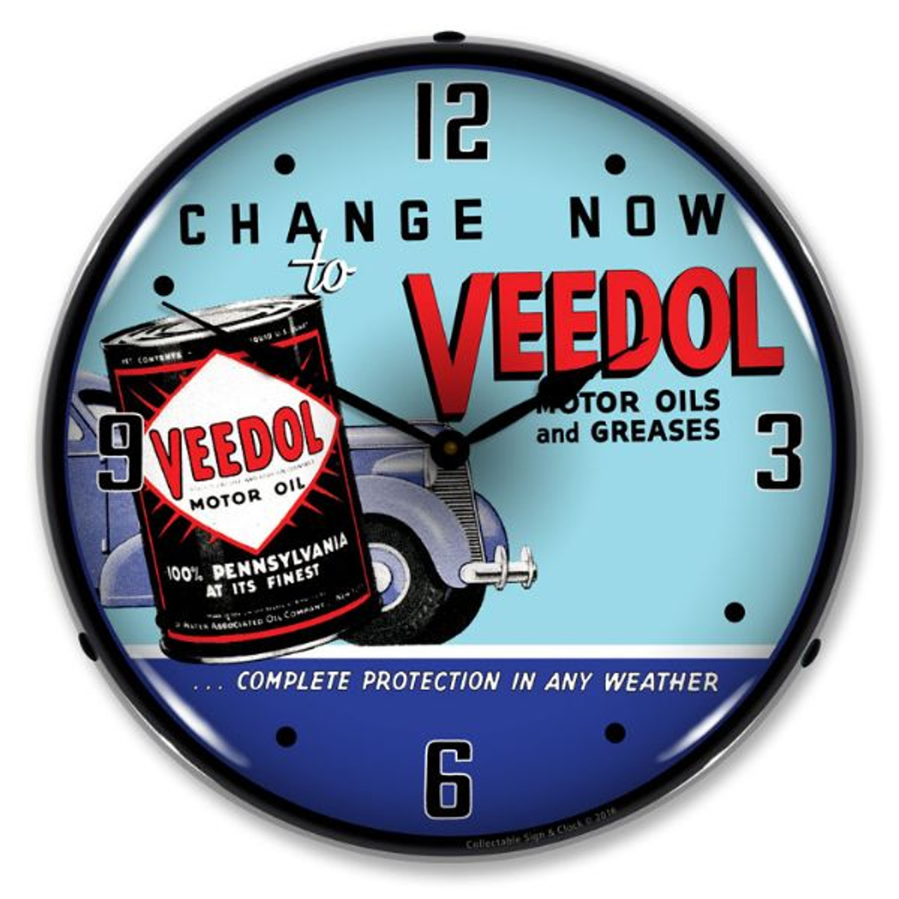 Veedol Oil and Grease Wall Clock 14 x 14 Inches