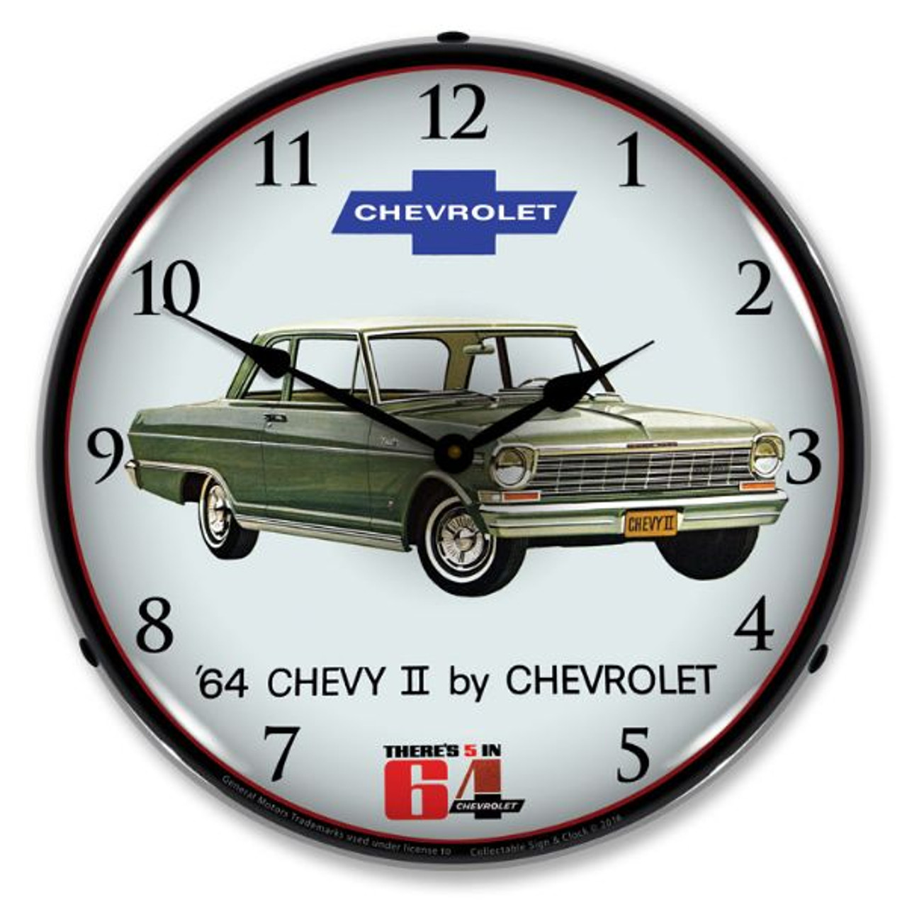 1964 Chevy II Nova Lighted Wall Clock 14 x 14 Inches