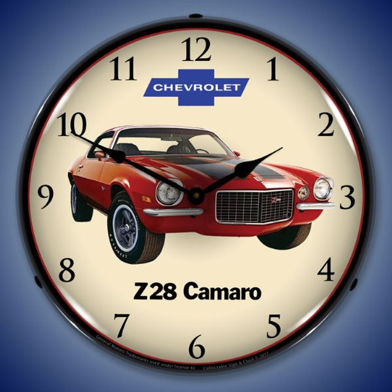 1972 Z28 Camaro Lighted Wall Clock 14 x 14 Inches