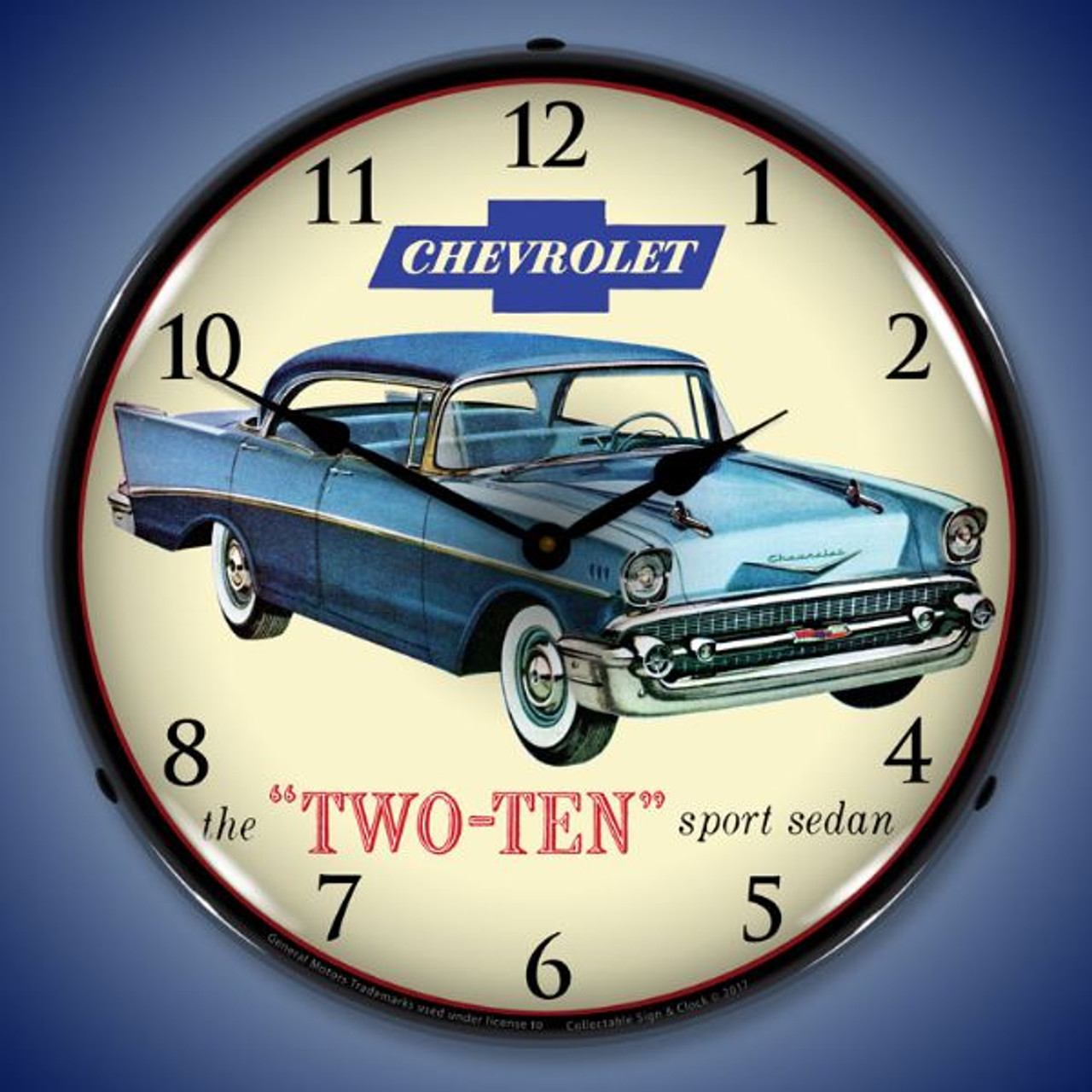 1957 Chevrolet Two Ten Lighted Wall Clock 14 x 14 Inches