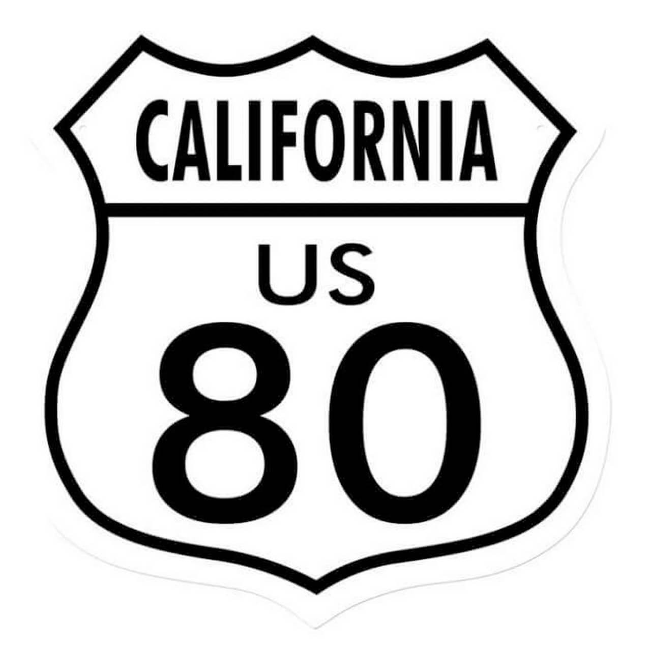 Retro Route 80 California Shield Metal Sign 15 x 15 Inches