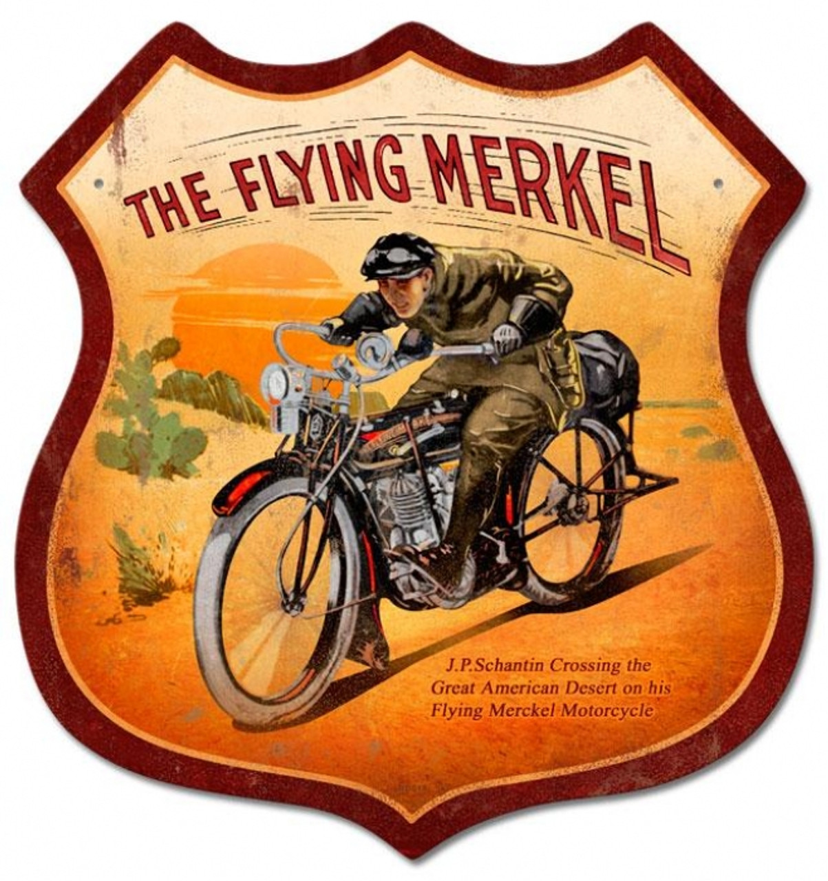 Retro Flying Merkel Shield Metal Sign 15 x 15 Inches