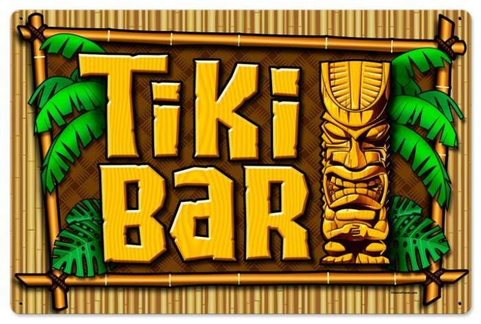 Retro Tiki Bar Metal Sign 24 x 16 Inches