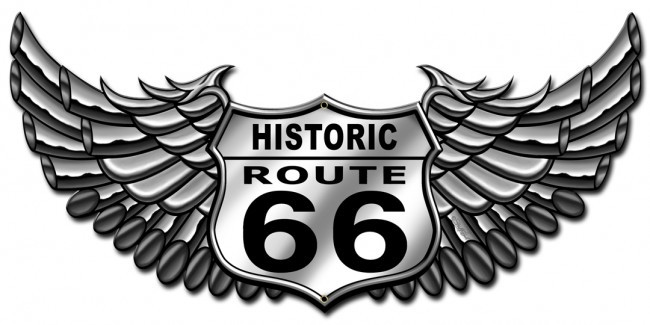 Route 66 Bike Metal Sign 24 x 12 Inches