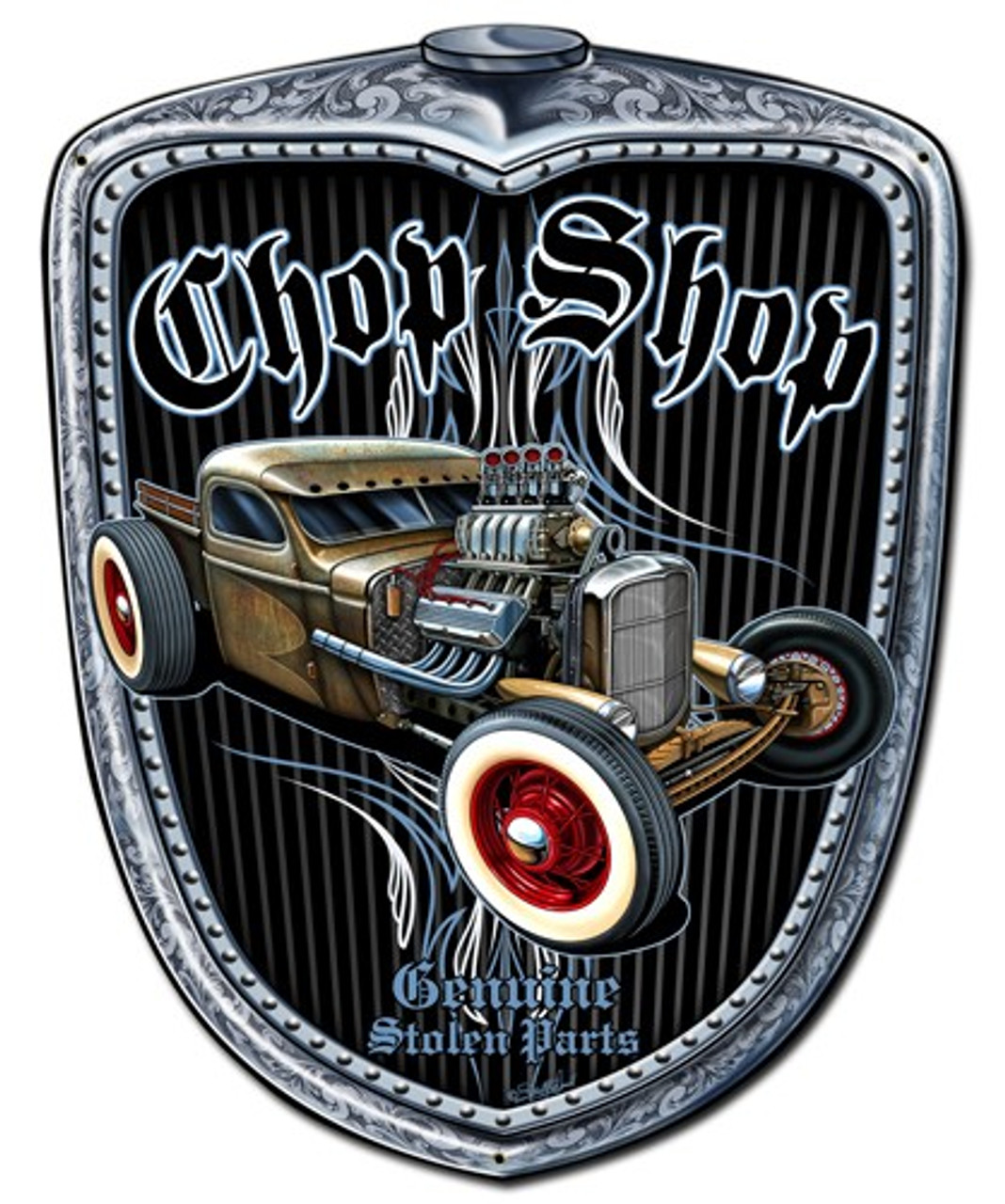 Chop Shop Grill Metal Sign 20 x 24 Inches