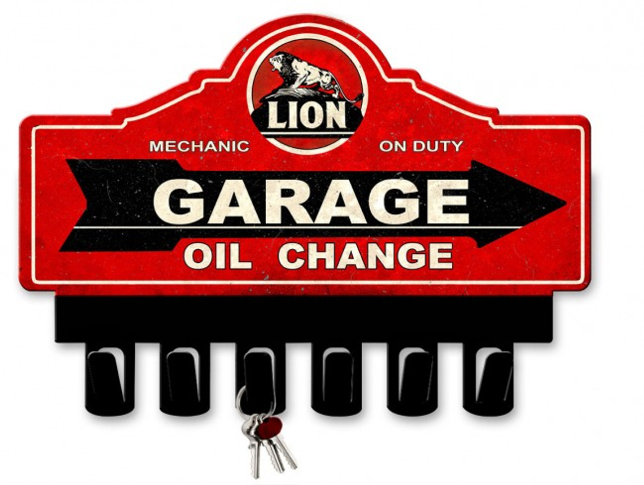 Lion Gasoline Metal Key Hanger 14 x 10 Inches