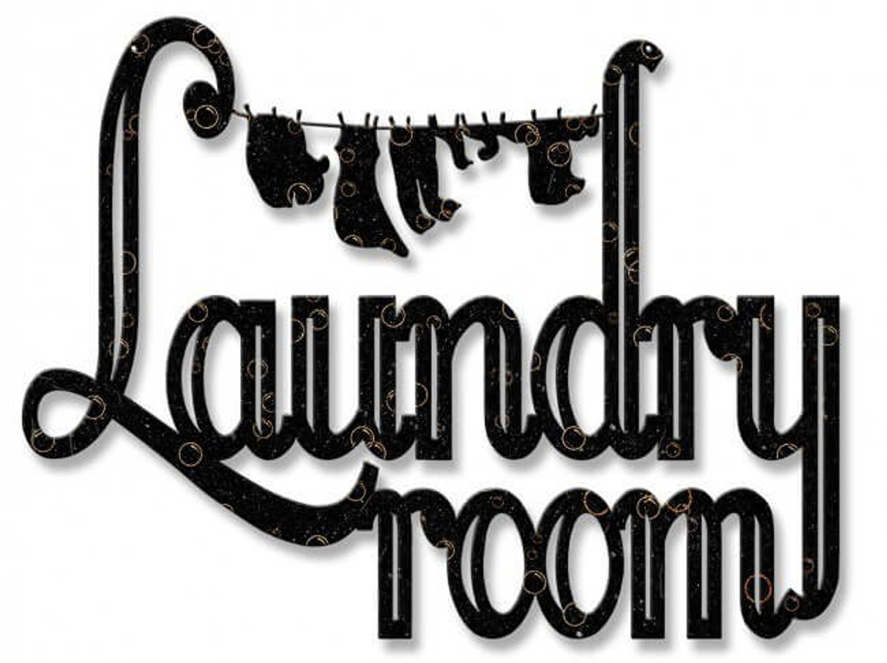 Laundry Room Clothes Line Silhouette Metal Shape Sign 17 x 13 Inches