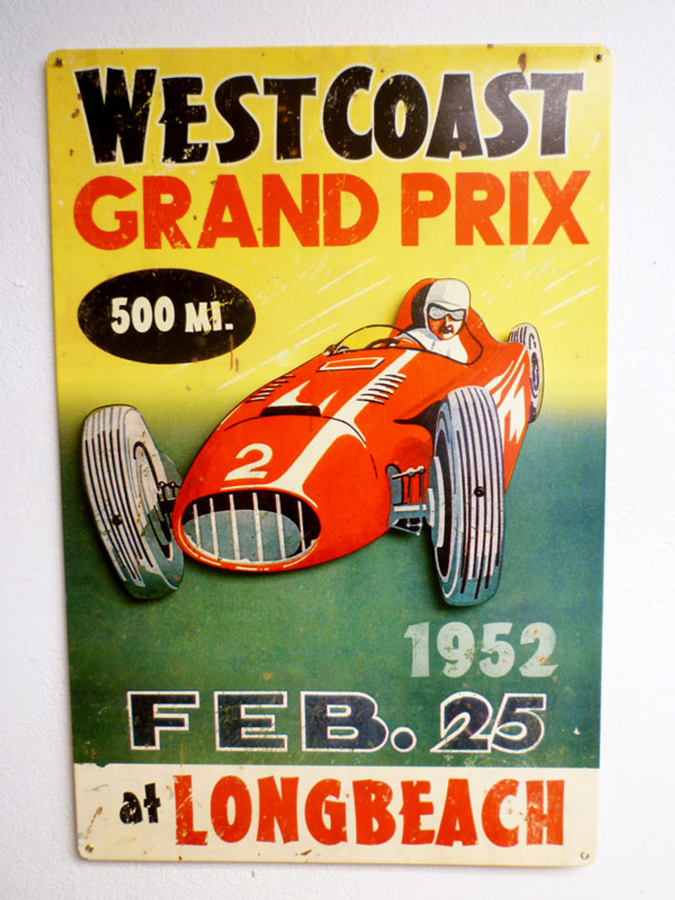 3-D Layered West Coast Grand Prix Metal Sign 16 x 24 Inches